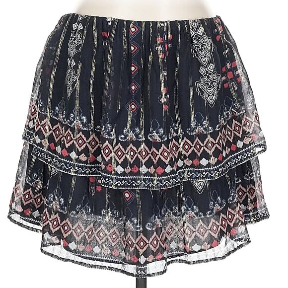 Joie Black Pink White Lyane Tiered Elastic Mini Ruffle Skirt Top Sz L NEW Tags - Picture 3 of 11